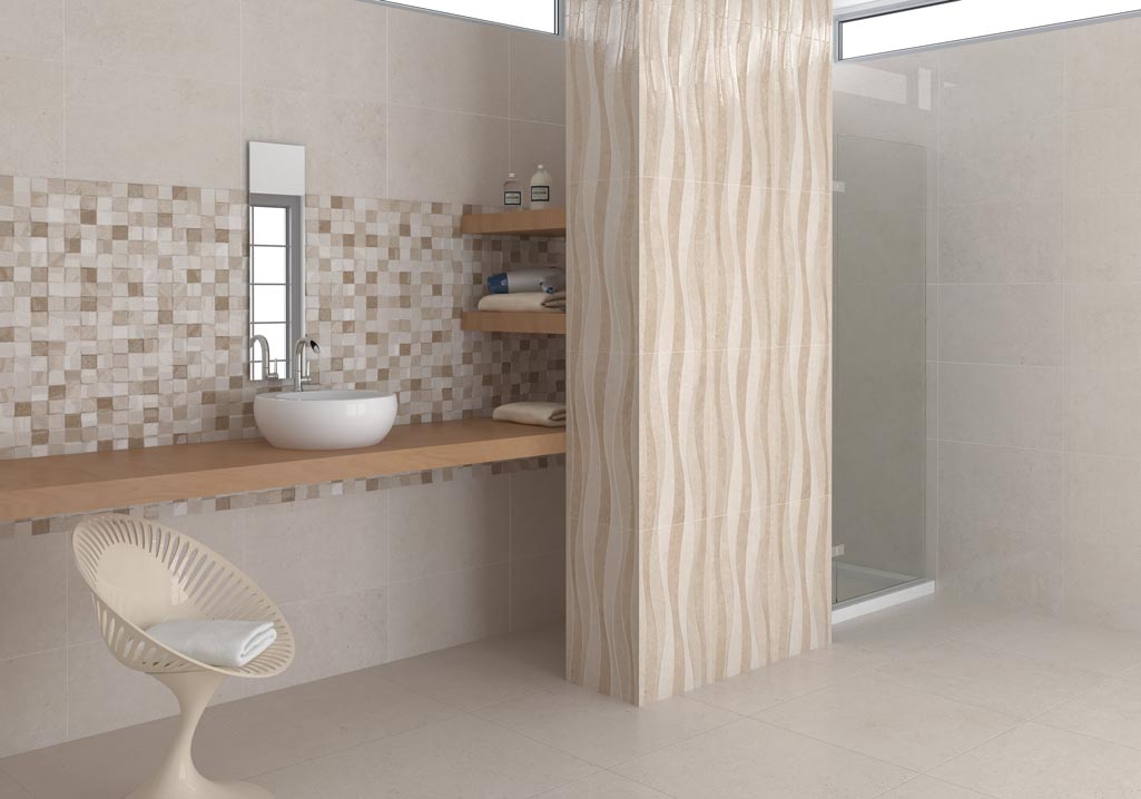 Cerámicas Terradecor TURIN en colores -tostados-baño con ducha.